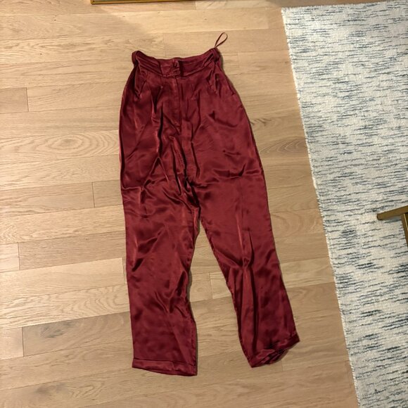 House of Harlow 1960 x Revolve Cisco Silk Pant Currant Red XS - Picture 2 of 5